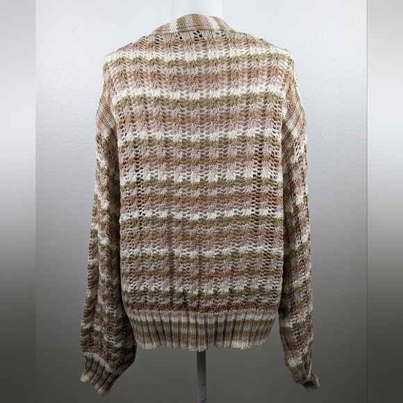 John + Jenn Julianna Stripe Cardigan Button Up Knit Sweater Size Size Large - Picture 11 of 16